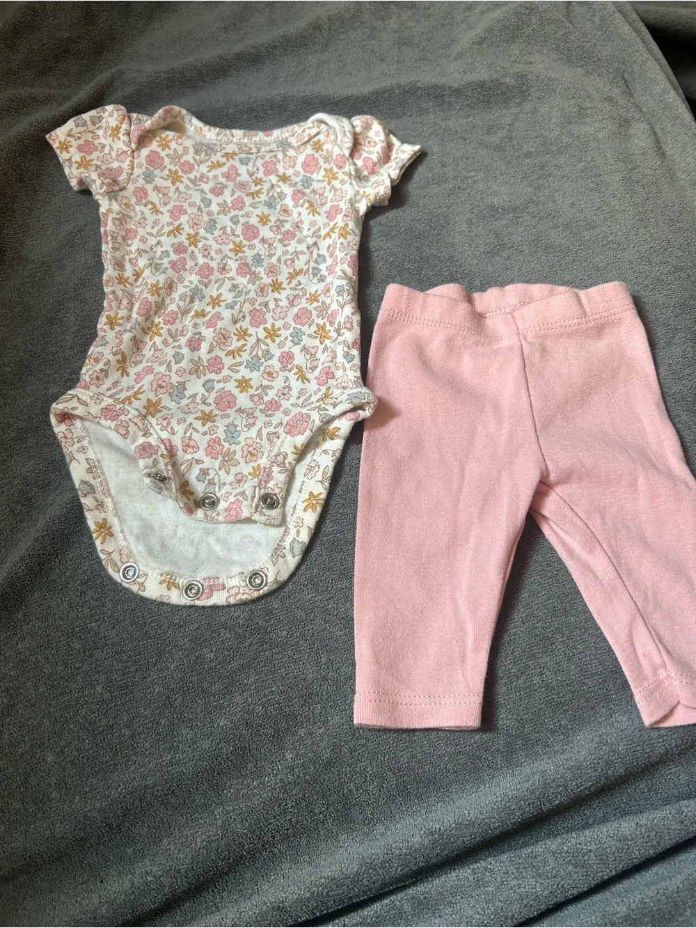Carter's Pink Floral Bodysuit and Pink Bunny Leggings Set